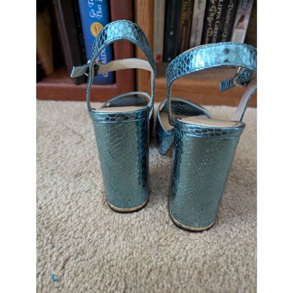 Kenneth Cole Dolly Leather Snakeskin-Embossed Platform Sandals Women's 9.5 - Picture 2 of 8